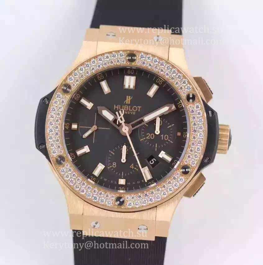 NEW Replica Hublot Big Bang Chrono 301.PX.1180.RX.1104 HBB V6F Rose Gold & D1am0nds Black Dial HUB4100