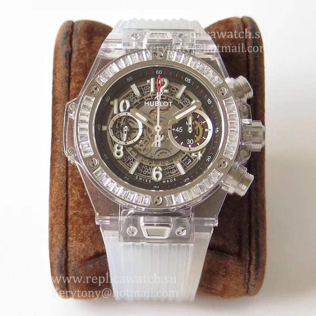 Copy Hublot Big Bang Unico Sapphire Baguettes 411.JX.4802.RT.1904 OXF Sapphire Crystal Skeleton Dial HUB1242