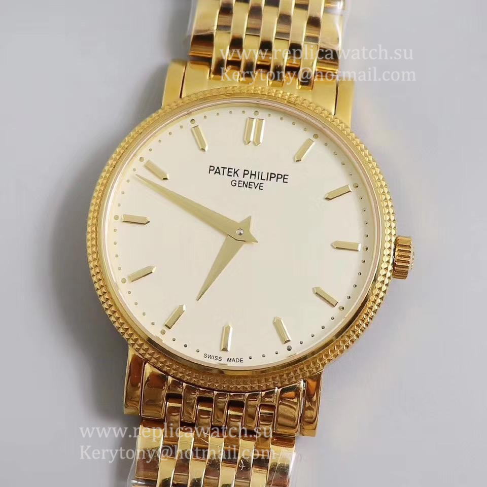 Perfect Replica Pat*k Phi1i*pe Calatrava 5120G TWF Yellow Gold White Dial 240SC (Free Strap)