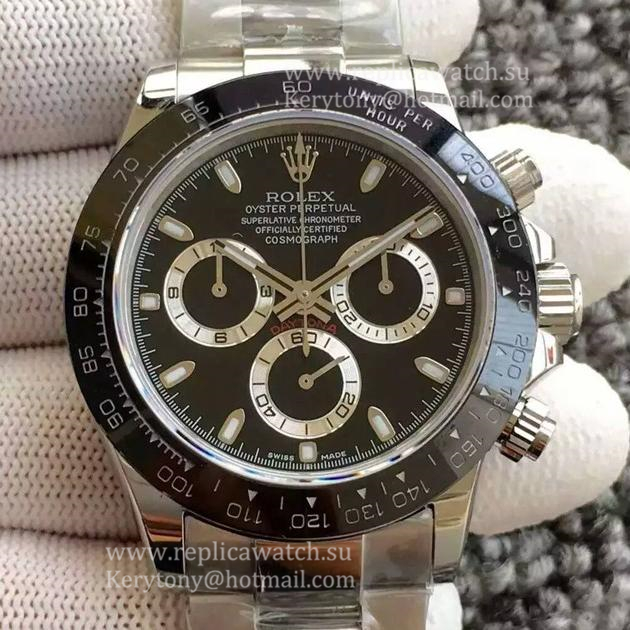 Fake R01ex Daytona 116500 LN JHF SS Black Dial 4130