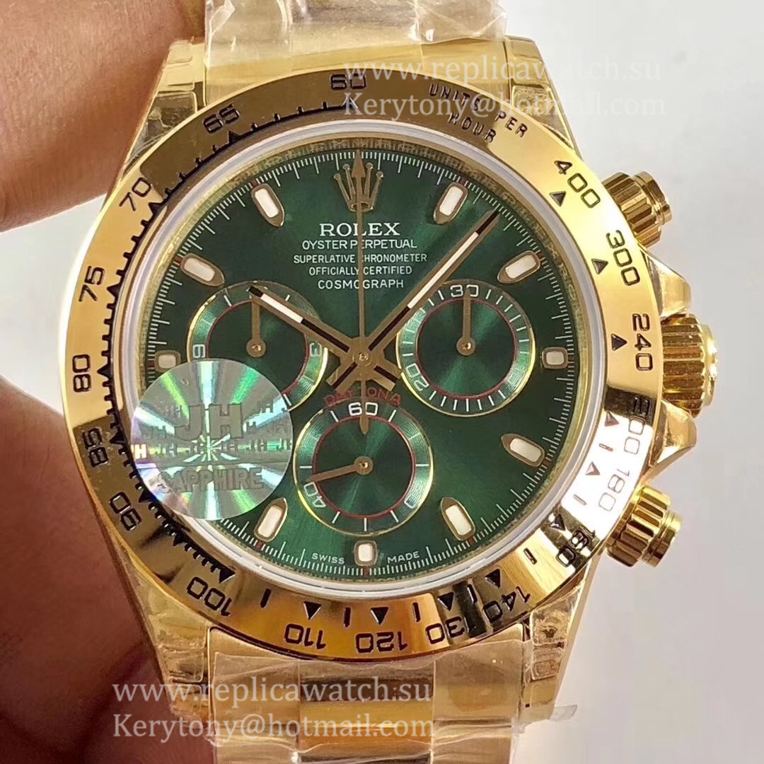 Fake R01ex Daytona  116508 JHF Yellow Gold Green Dial Dial 4130