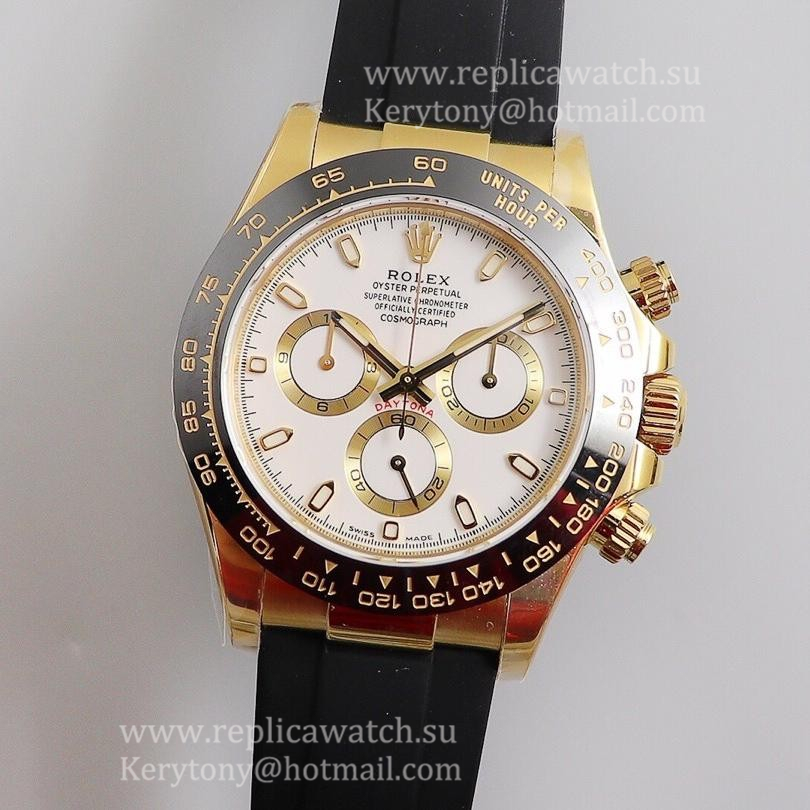 Copy R01ex Daytona  116518 Noob Factory V3 Yellow Gold White Dial 4130