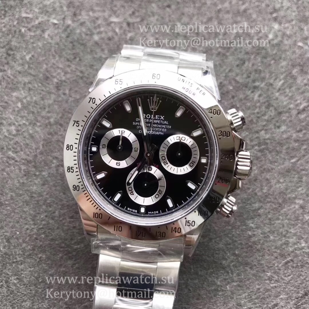 Replica R01ex Daytona  116520 Noob Factory V3 SS 904L Black Dial 4130