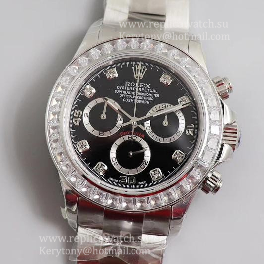 Replica R01ex Daytona  JHF SS & D1am0nd Black Dial 4130