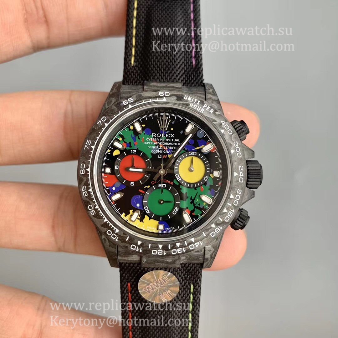 Shop R01ex Daytona  NTPT Carbon MOTLEY WWF Multicolor Dial 7750