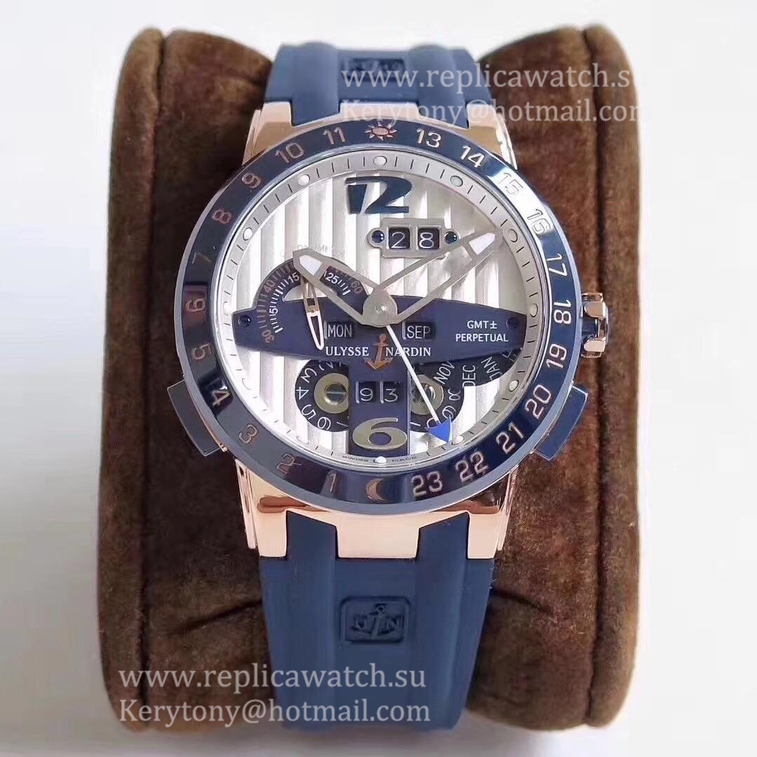 Replica Ulysse Nardin El Toro GMT +/- Perpetual Calendar 326-00 TWAF Rose Gold Silver Dial UN-32