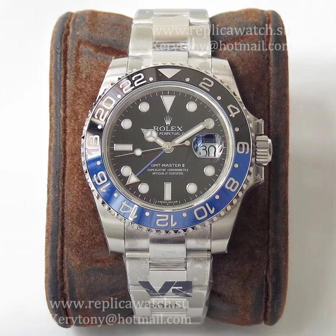 Replica R01ex GMT-Master II 116710 BLNR VRF V2 SS 904L Black Dial 3186 (CF Bezel)