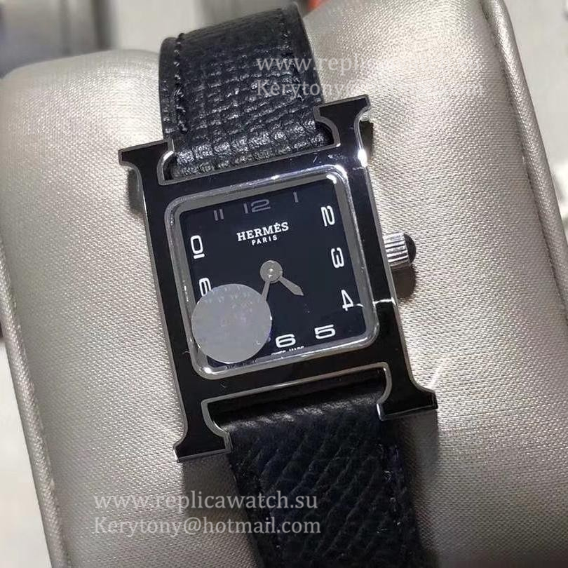 Copy H**me5 Heure H 21mm 2019 Ladies YF SS Black Dial Quartz (Box included)