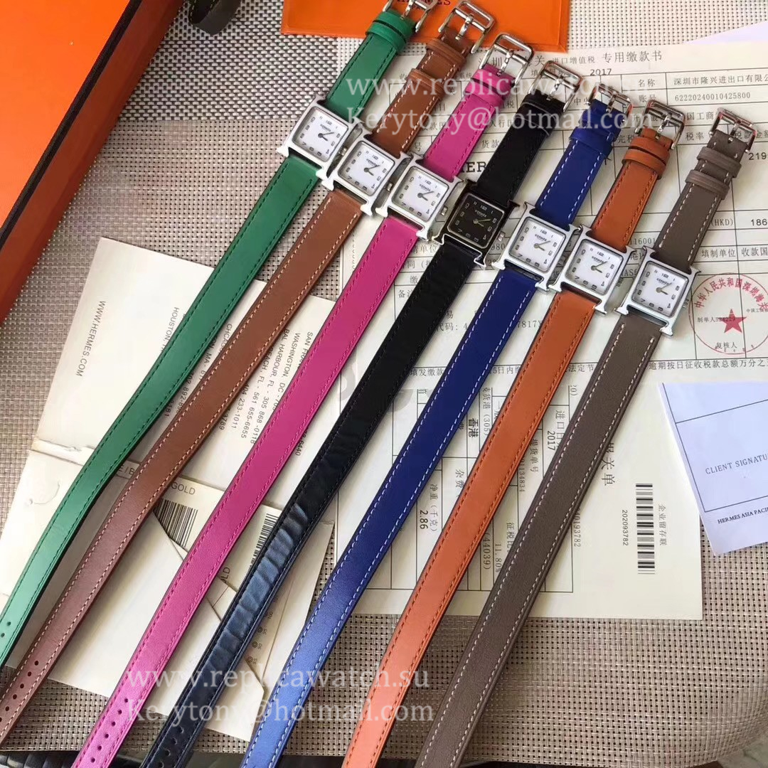 High Quality H**me5 Heure H 21mm 2019 Ladies YF SS White/Black Dial Quartz (Free Box) Color Purple