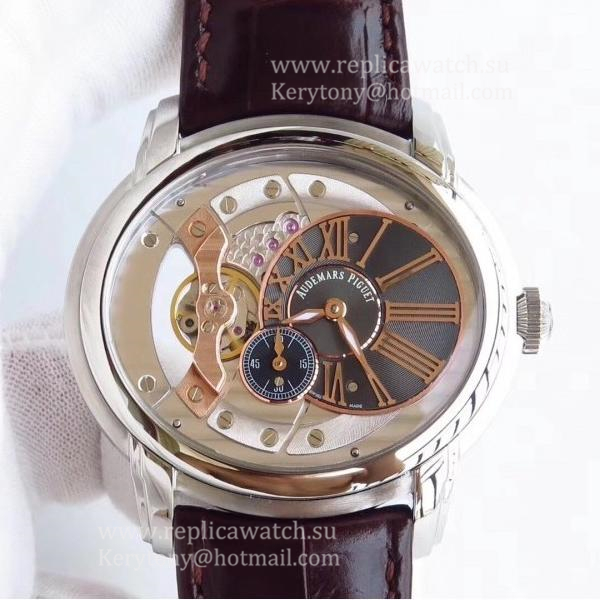 NEW Replica Audemars P1g*et Royal Millenary 4101 15350ST.OO.D002CR.01 V9F SS Rose Gold Skeleton Dial 4101