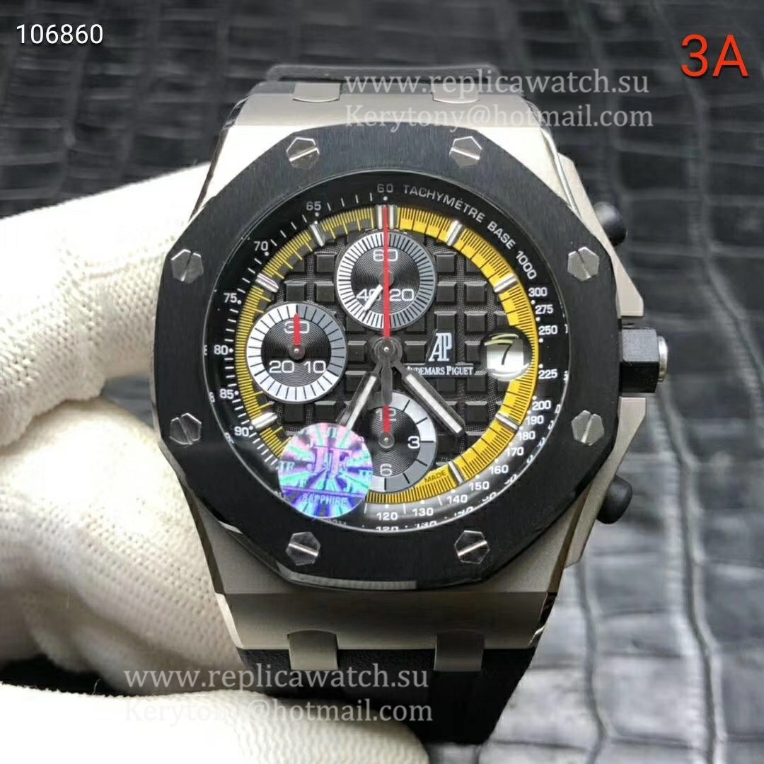 Fake Audemars P1g*et Royal Oak Offshore Chrono Sebastien Buemi 26207IO.OO.A002CA.01 JF V2 Titanium Black Dial 3126