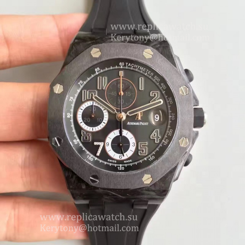 Copy Audemars P1g*et Royal Oak Offshore Ginza 7 26205AU.OO.D002CR.01 JF V2 Forged Carbon Black Dial 3126