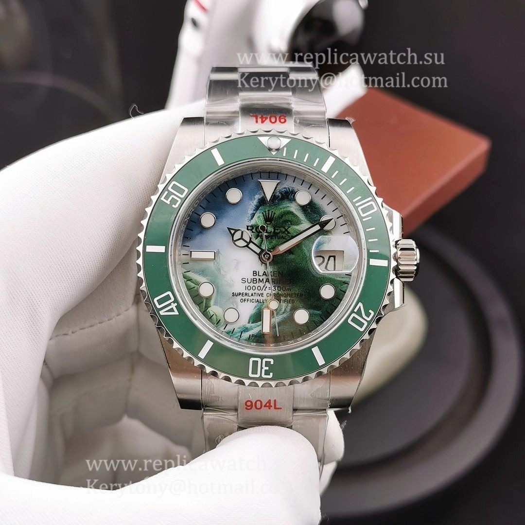 Replica R01ex Submariner Date Blaken Hulk N2F SS 904L Hulk 3D Dial 2824