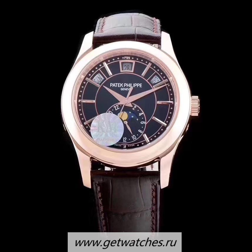 High Quality Pat*k Phi1i*pe Annual Calendar 5205R-010 KMF Rose Gold Black Dial 324SQALU 24H/206