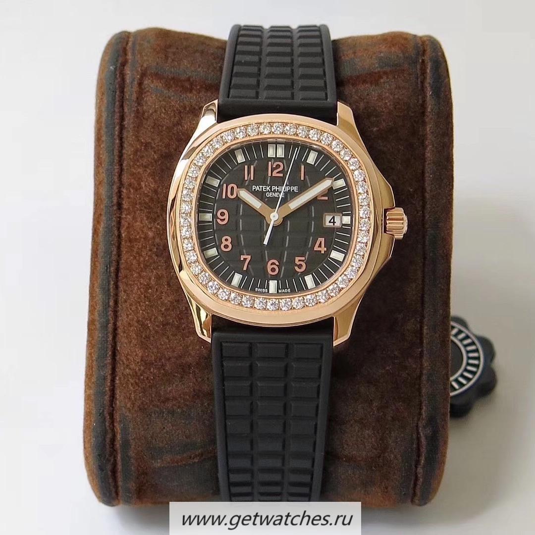 High Quality Pat*k Phi1i*pe Aquanaut Luce Ladies 5067A PPF Rose Gold & D1am0nds Black Dial E23-250SC