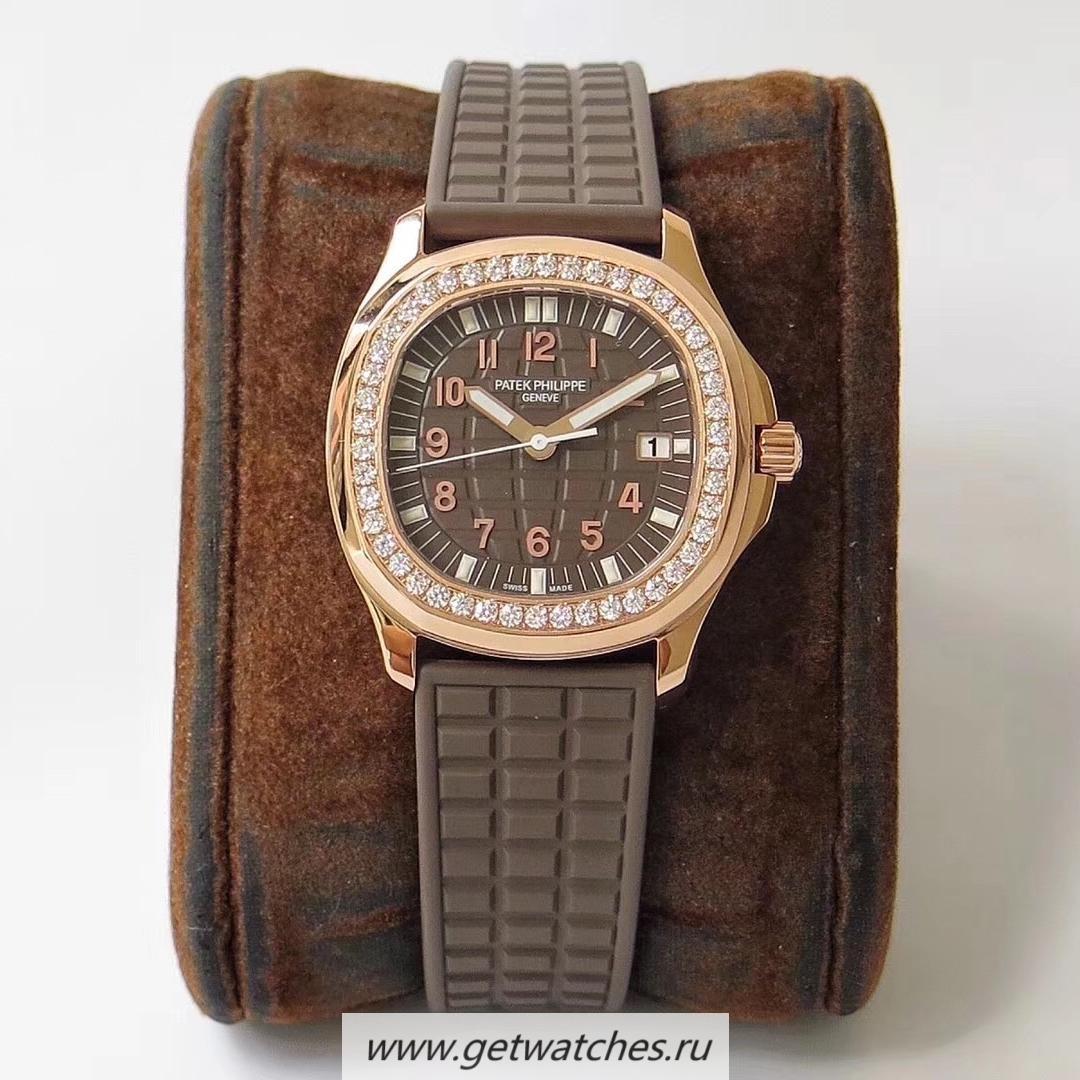 Copy Pat*k Phi1i*pe Aquanaut Luce Ladies 5067A PPF Rose Gold & D1am0nds Chocolate Dial E23-250SC