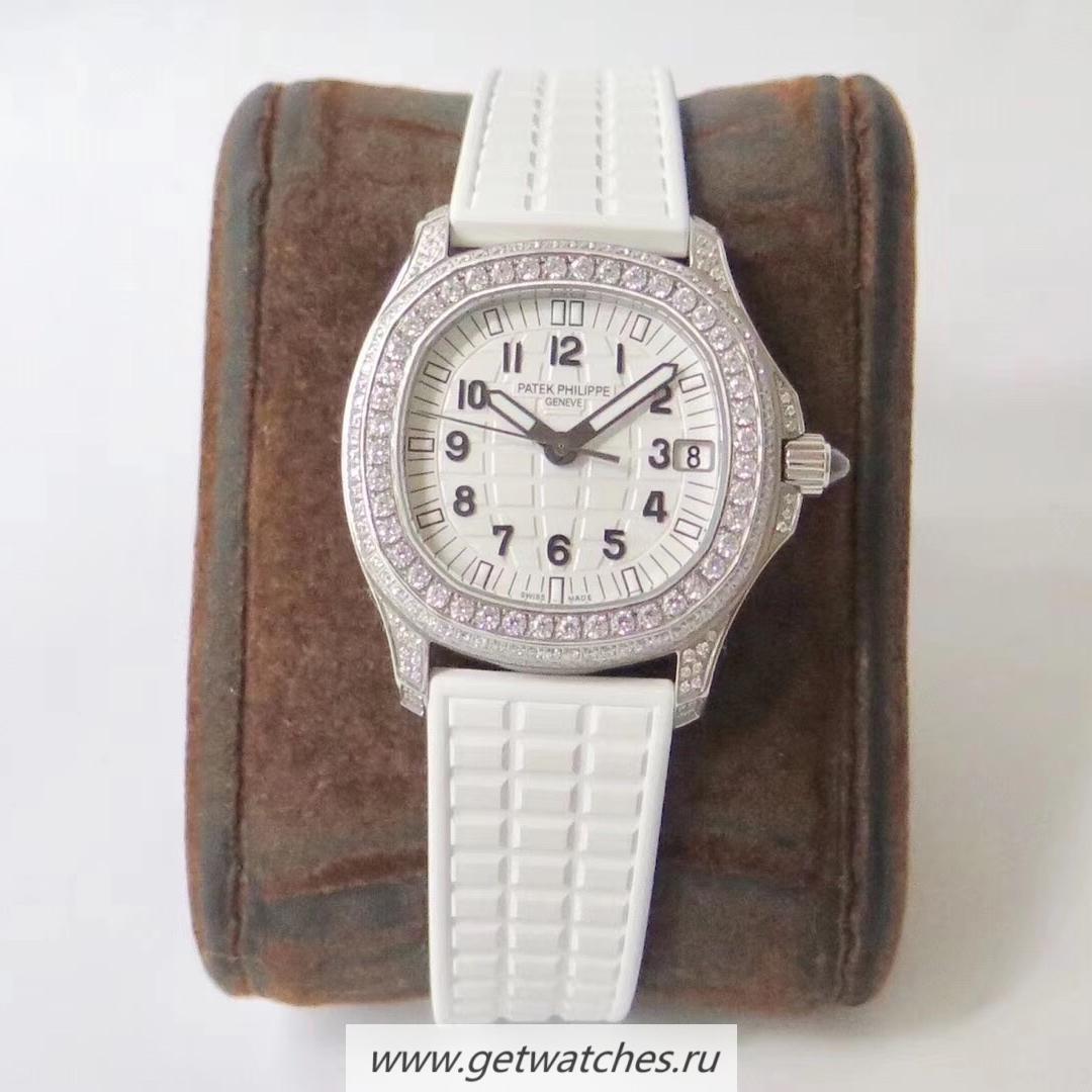 Shop Pat*k Phi1i*pe Aquanaut Luce Ladies 5068 PPF SS & D1am0nds White Dial 324SC