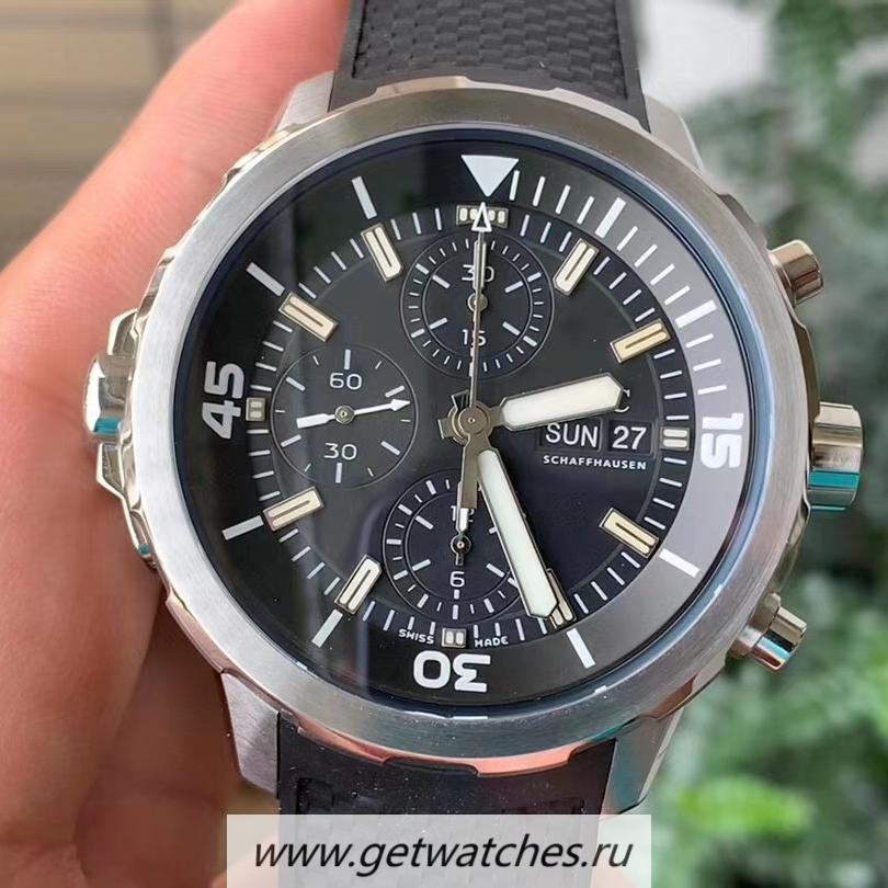 Replica IWC Aquatimer Chrono IW376804 V6F SS Black Dial 7750