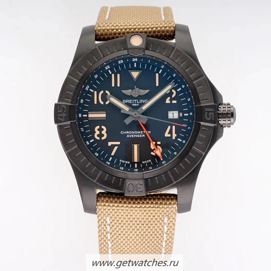 Perfect Replica Breitling Avenger Automatic GMT 45 Night Mission BLSF PVD Black Dial 2836