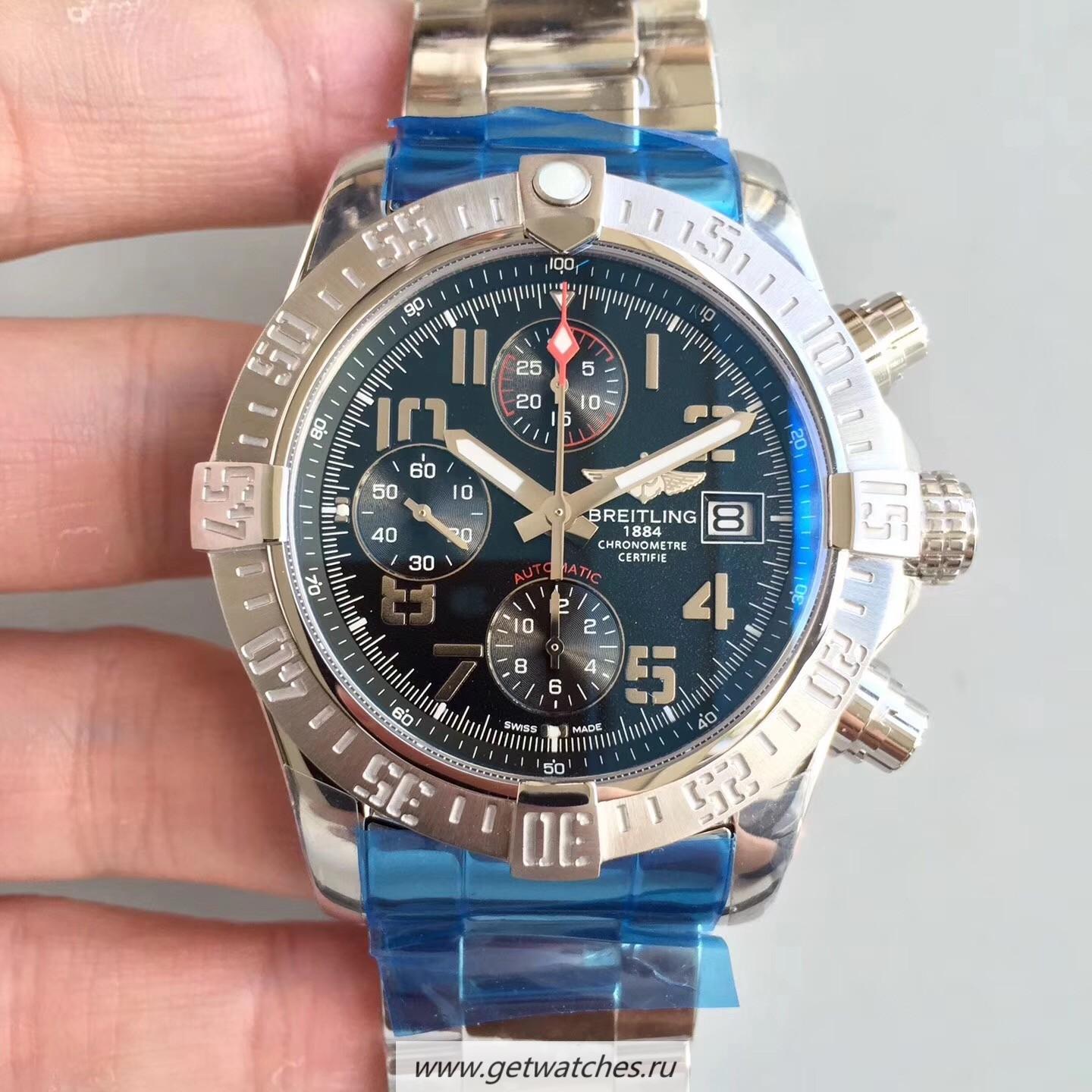 Replica Breitling Avenger II Automatic Chrono GF SS Black Dial 7750