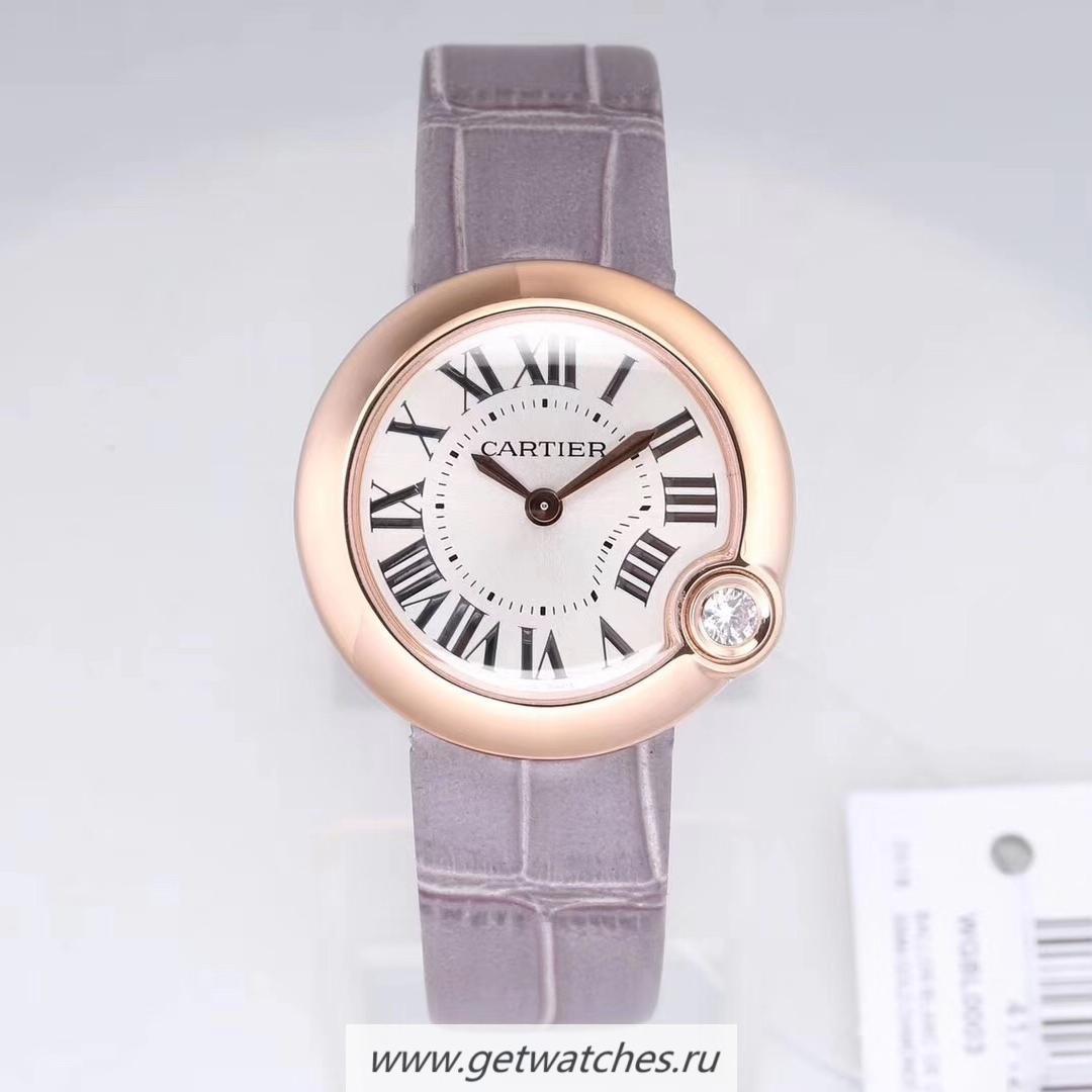 Fake Ca*t1er Ballon Blanc 30mm WGBL0003 PF Rose Gold Silver Dial Ronda Quartz