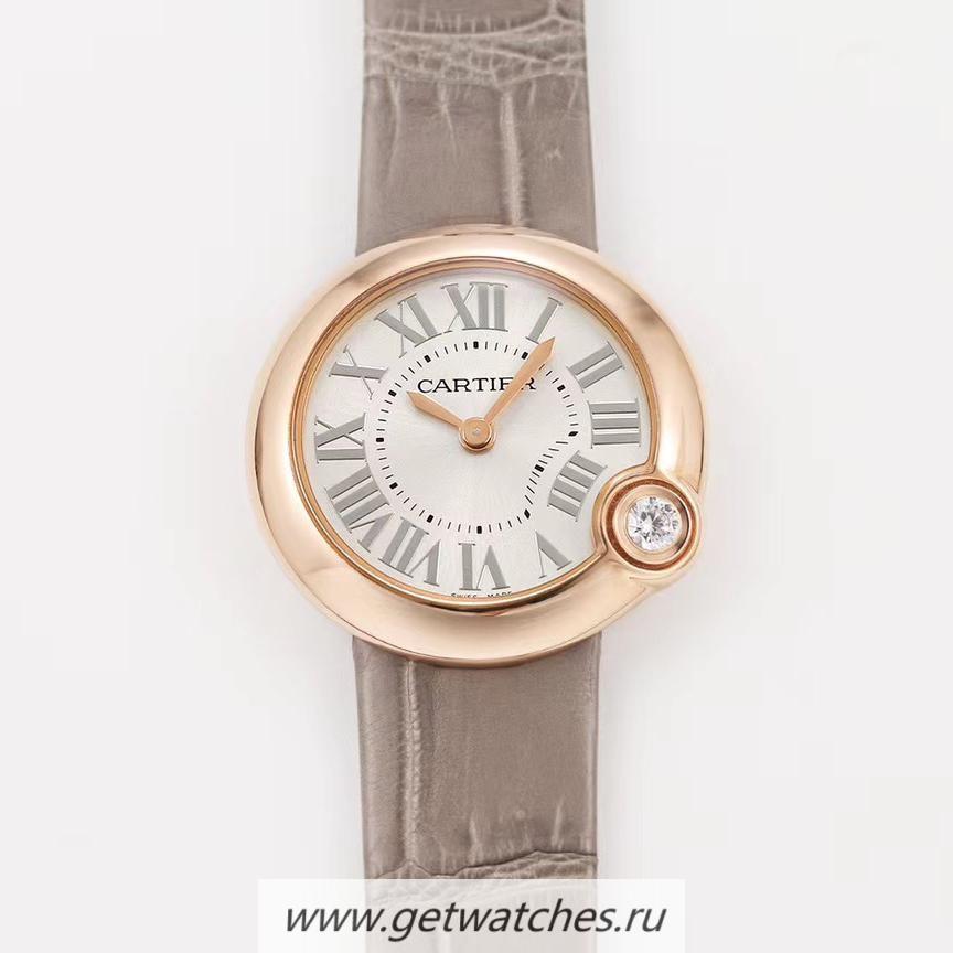 NEW Replica Ca*t1er Ballon Blanc 30mm WGBL0005 V6F Rose Gold Silver Dial Ronda Quartz