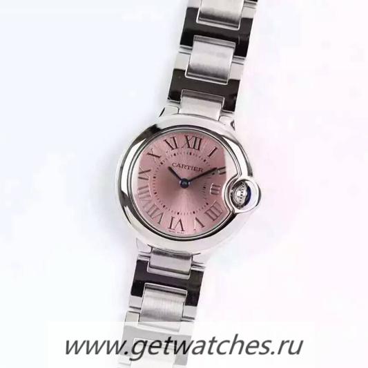 Best Price Ca*t1er Ballon Bleu 28mm Ladies SS Pink Dial Ronda Quartz