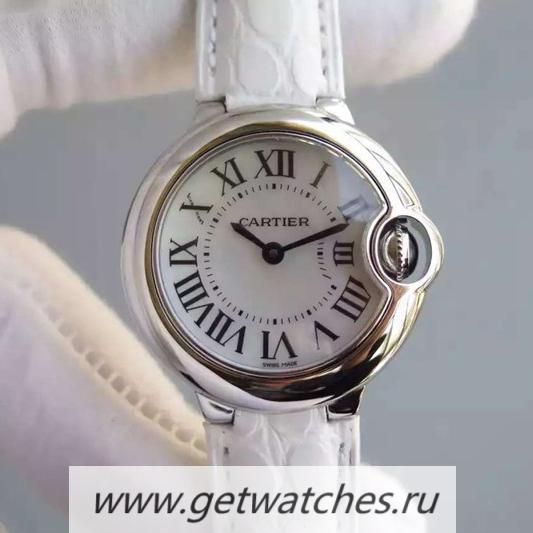 Fake Ca*t1er Ballon Bleu 28mm Ladies SS White Dial Ronda Quartz
