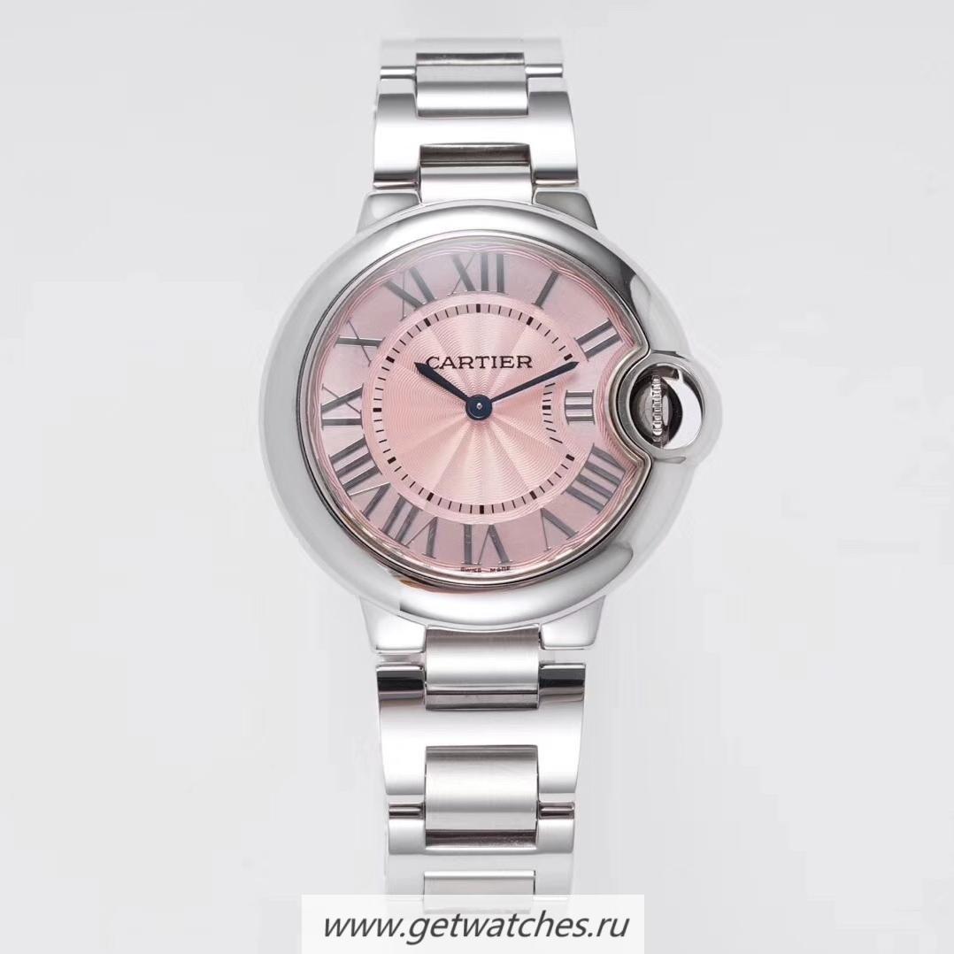 High Quality Ca*t1er Ballon Bleu 33mm AF V2 SS Pink Dial Ronda Quartz