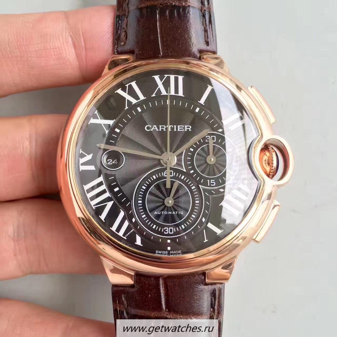 Copy Ca*t1er Ballon Bleu Chrono W6920074 Noob Factory Rose Gold Black Dial 8101 MC