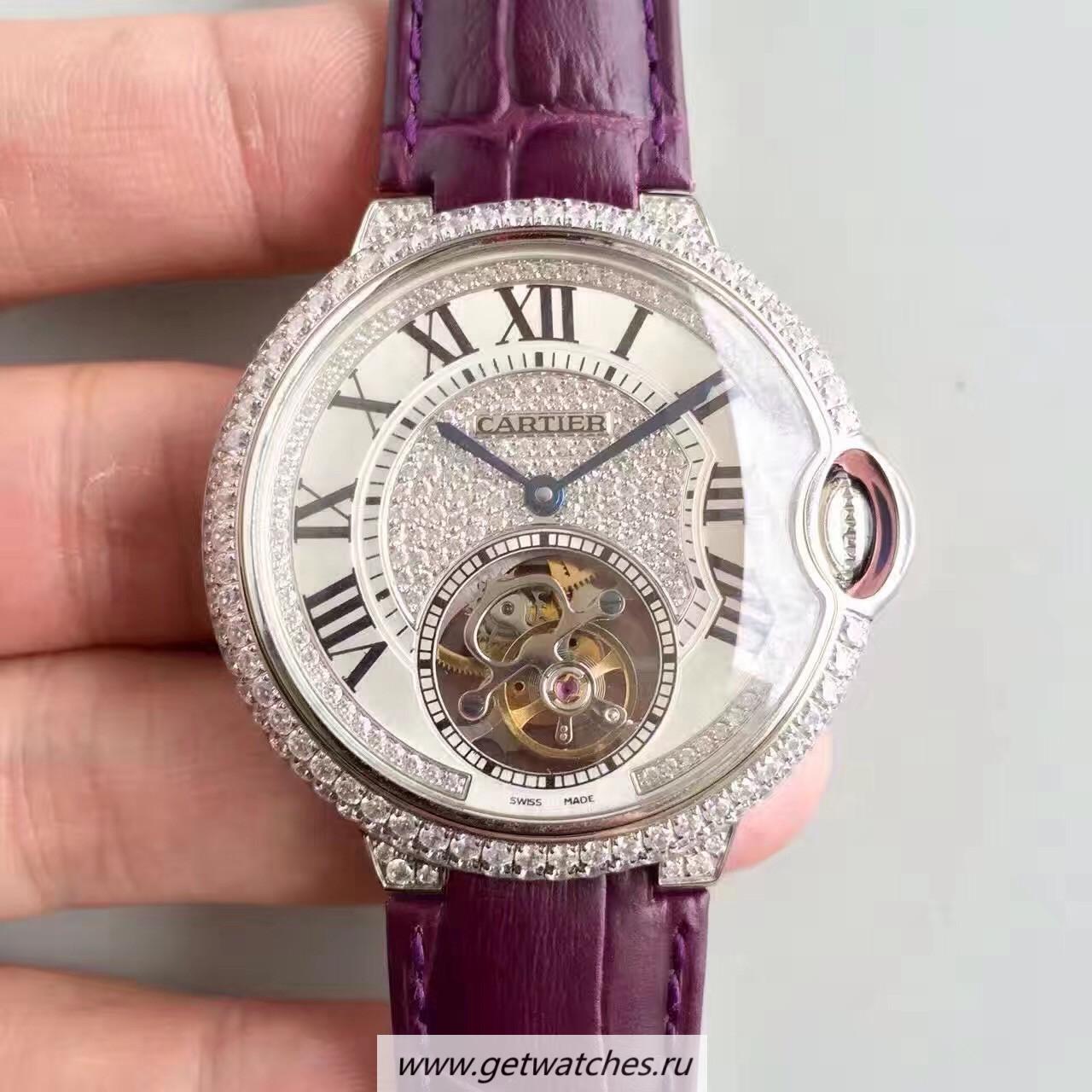 High Quality Ca*t1er Ballon Bleu Flying Tourbillon HPI00716 39mm TF SS & D1am0nds D1am0nds Dial 9452MC