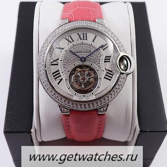 Copy Ca*t1er Ballon Bleu Flying Tourbillon W6920021 BBRF SS & D1am0nd Silver Dial 9452MC