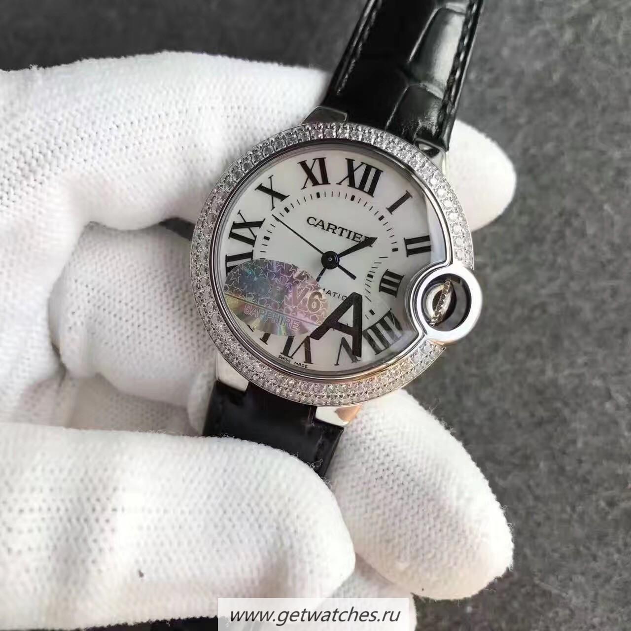 Copy Ca*t1er Ballon Bleu Ladies 33mm W6920085 HBB V6F SS & D1am0nds White Dial 2824