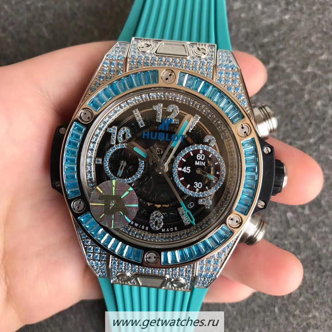 NEW Replica Hublot Big Bang Unico TAF SS & Blue D1am0nd Skeleton Dial HUB1242