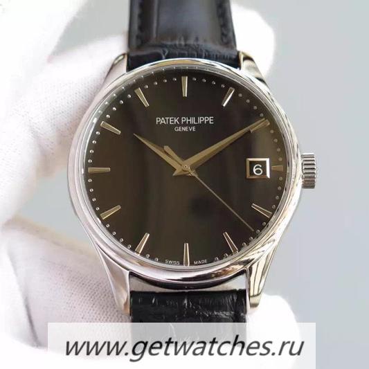 Copy Pat*k Phi1i*pe Calatrava 5227 SS Black Dial 324SC