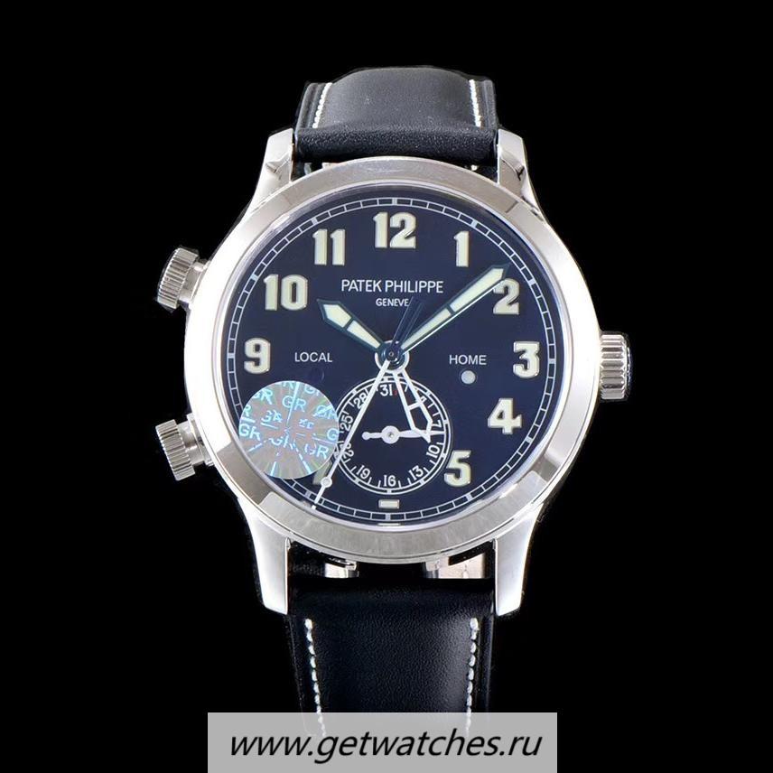 Copy Pat*k Phi1i*pe Calatrava Pilot Travel Time 5524G-001 GRF SS Blue Dial 89361