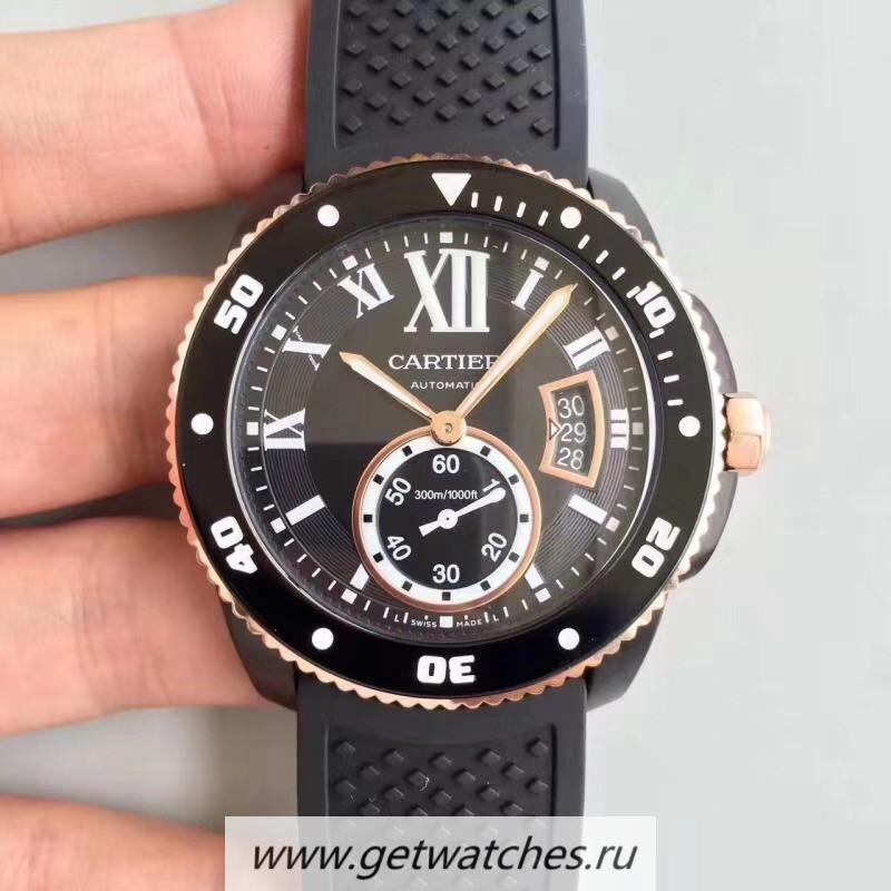 Perfect Replica Ca*t1er Calibre Diver W2CA0004 42mm JJF PVD Black Dial M9015
