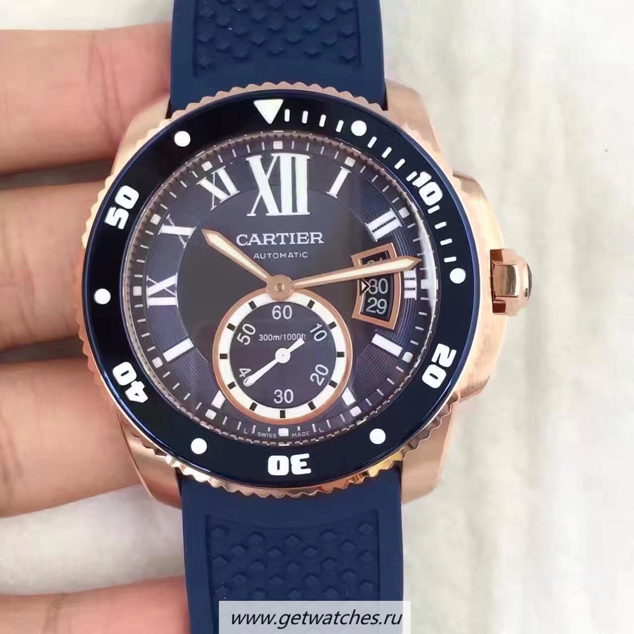 Best Price Ca*t1er Calibre Diver WGCA0010 42mm TF Rose Gold Blue Dial M9015