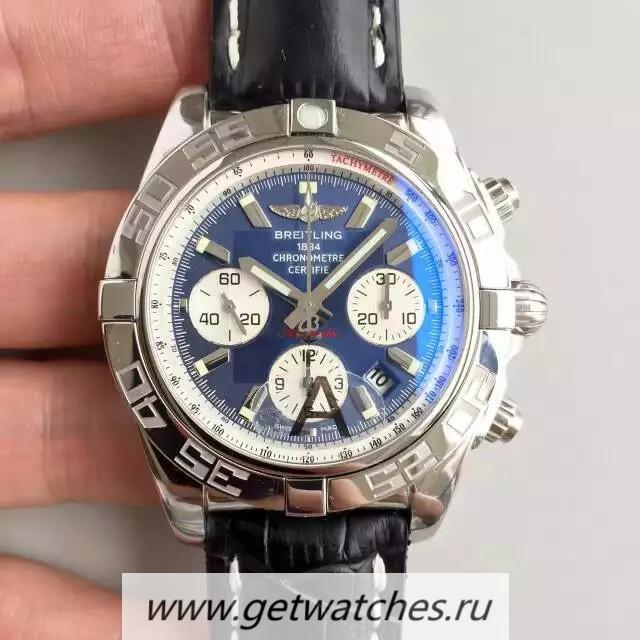 Fake Breitling Chronomat 44 AB011012/C788/435X/A20BA.1 Noob Factory SS Blue Dial 7750