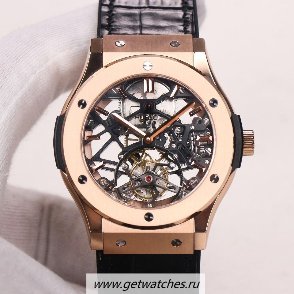 Shop Hublot Classic Fusion Tourbillon JBF Rose Gold Black Dial HUB6010