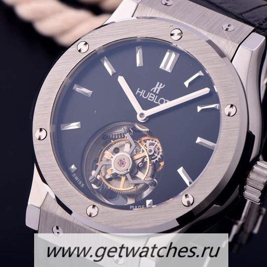 Copy Hublot Classic Fusion Tourbillon SS Black Dial Tourbillon