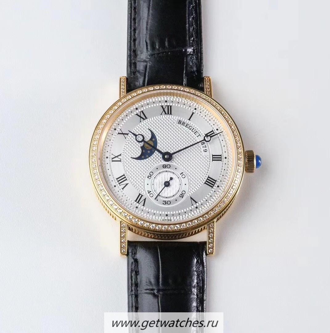 Replica Breguet Classique Moonphase 4396 GXGF Yellow Gold & D1am0nd Silver Dial 5165R