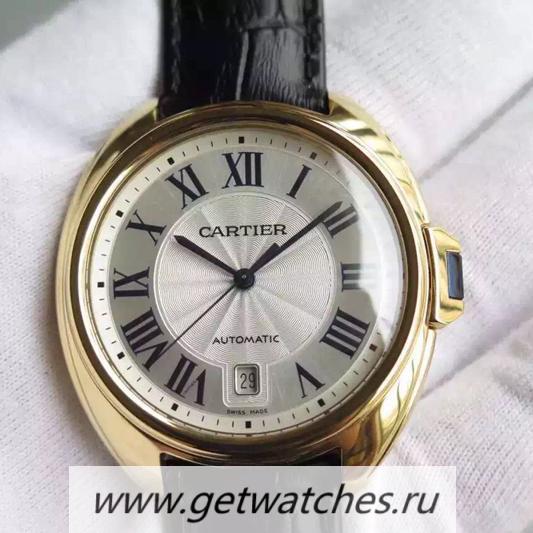 Fake Ca*t1er Cle 40mm Yellow Gold Silver Dial M9015