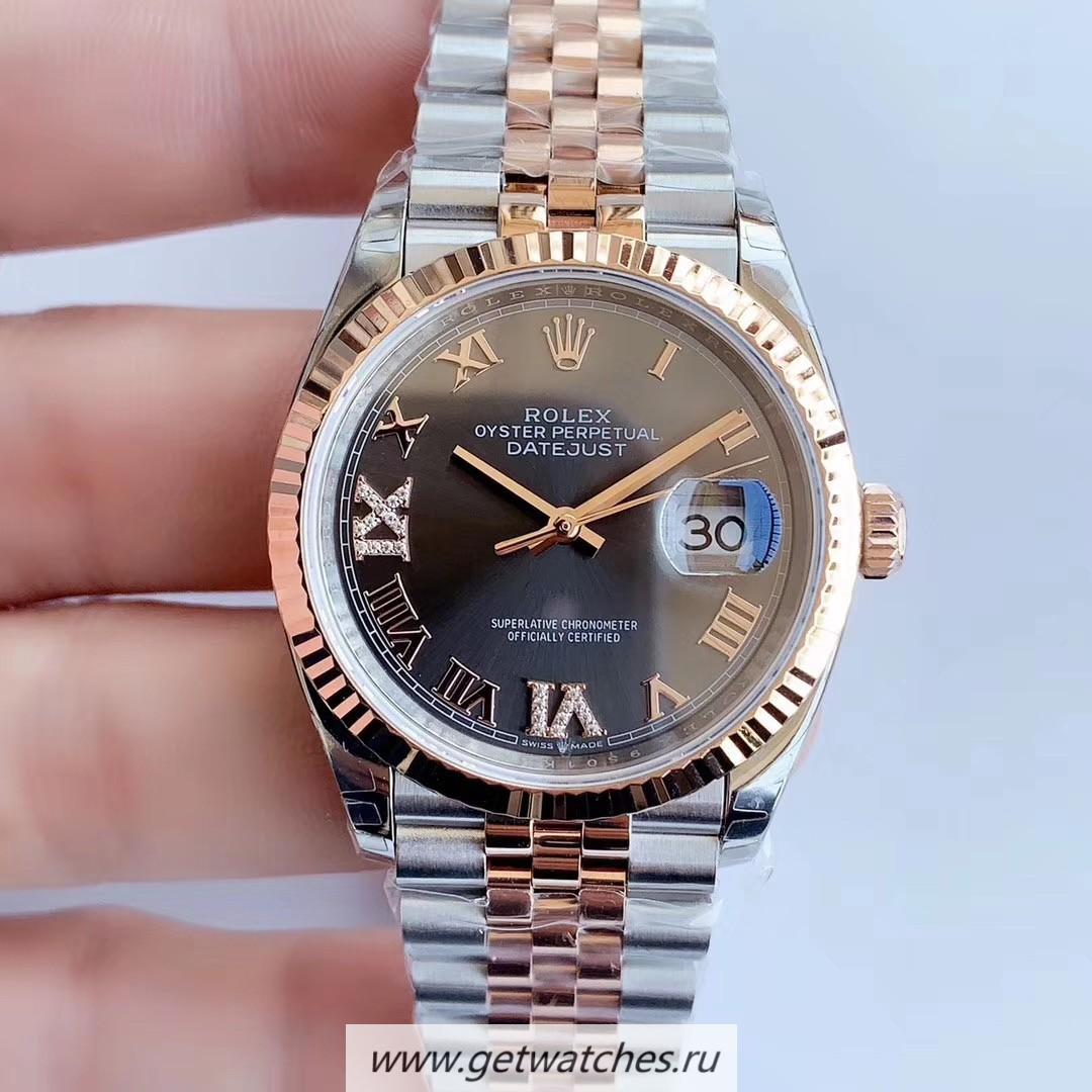 Replica R01ex Datejust 36 116233 EWF SS & Rose Gold Black Dial 3235