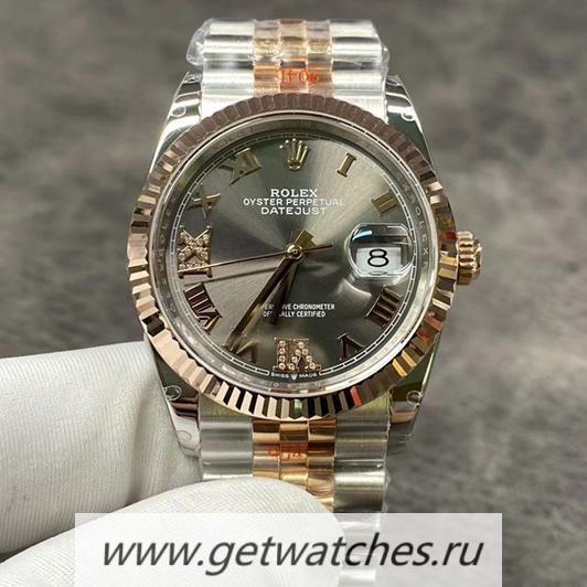 Replica R01ex Datejust 36 126231 GMF 18K Rose Gold Wrapped & SS 904L Anthracite Dial 3235