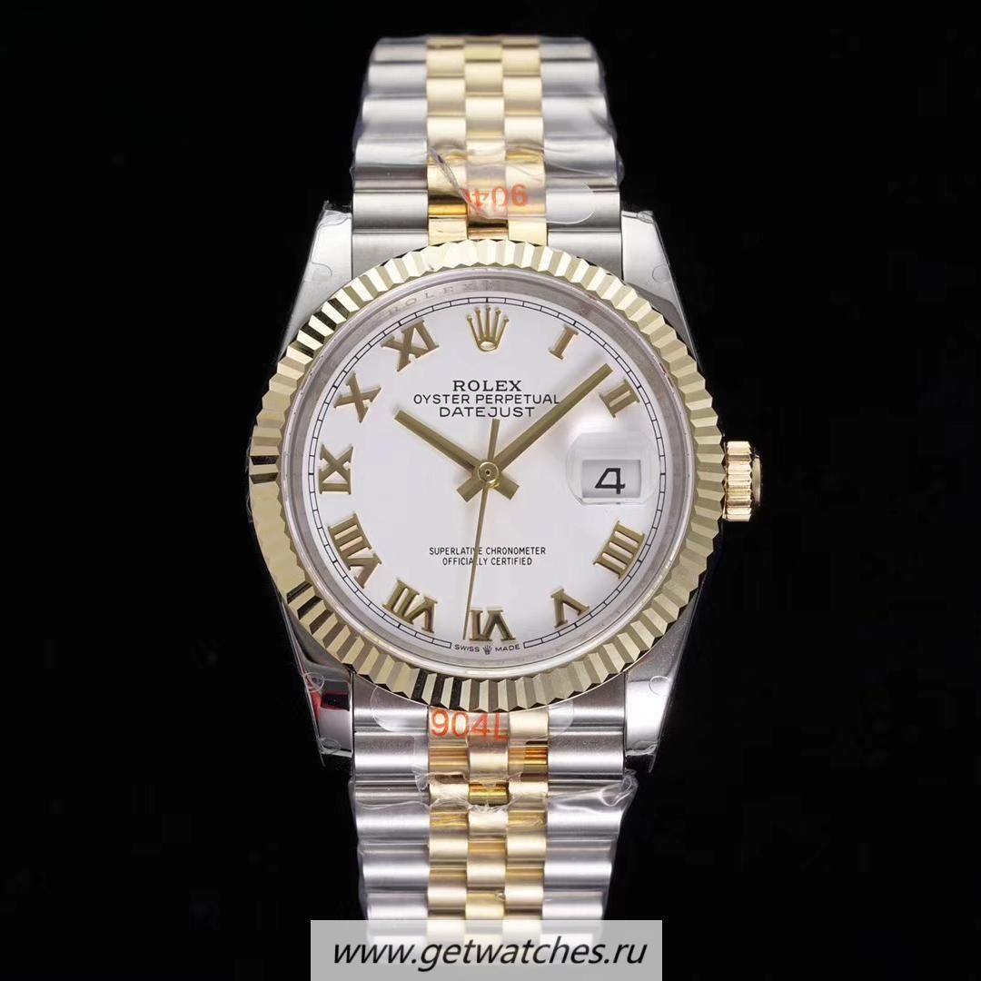 Fake R01ex Datejust 36 126233 GMF SS 904L & 18K Yellow Gold Wrapped White Dial 3235