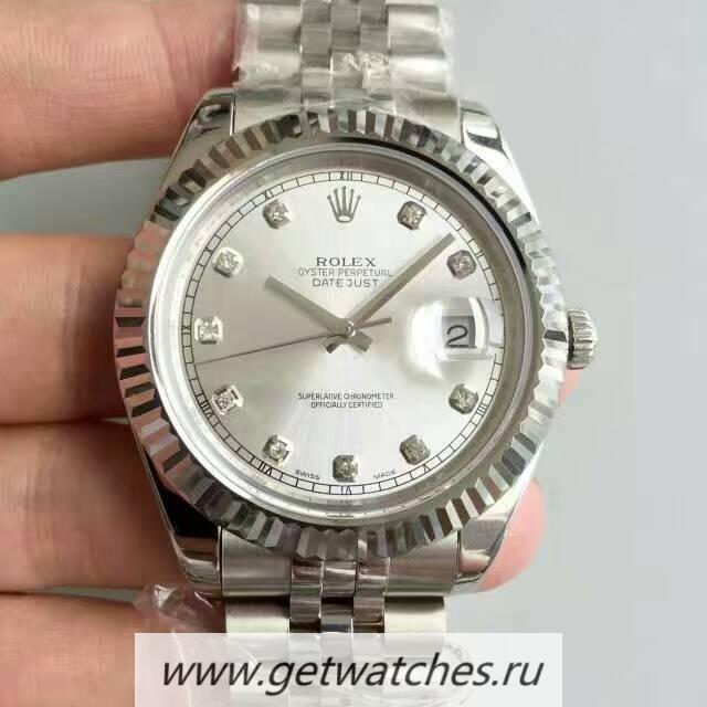 High Quality R01ex Datejust II 116334 41mm Noob Factory SS Rhodium & D1am0nds Dial 2836