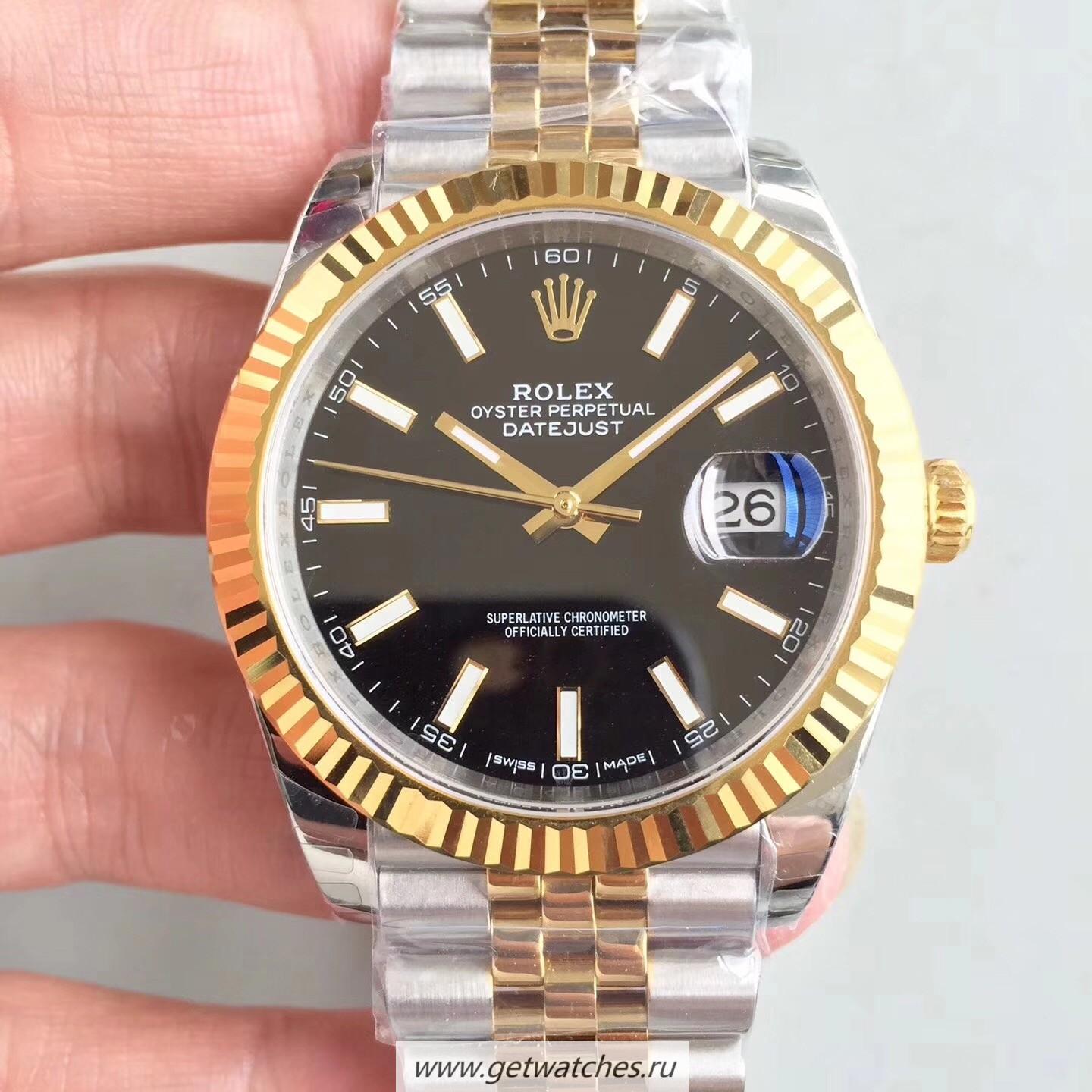 Replica R01ex Datejust II 126333 41mm EWF SS & Yellow Gold Black Dial 3235