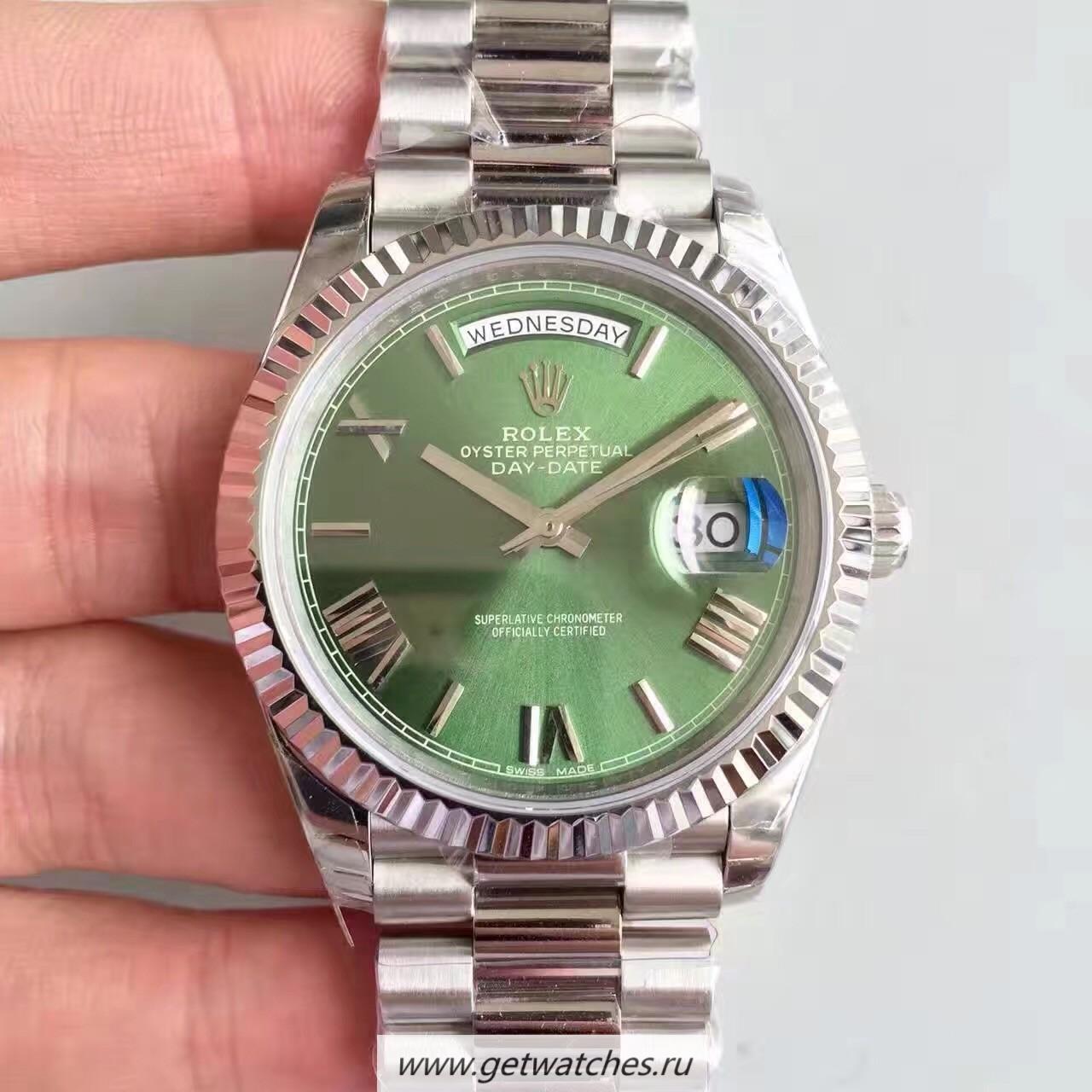 Replica R01ex Day-Date 40 228239 2018 EWF SS Green Dial 3255