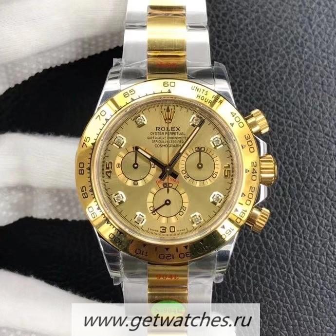 Copy R01ex Daytona 116503 Noob Factory V3 Yellow Gold & SS 904L Champagne Dial 4130